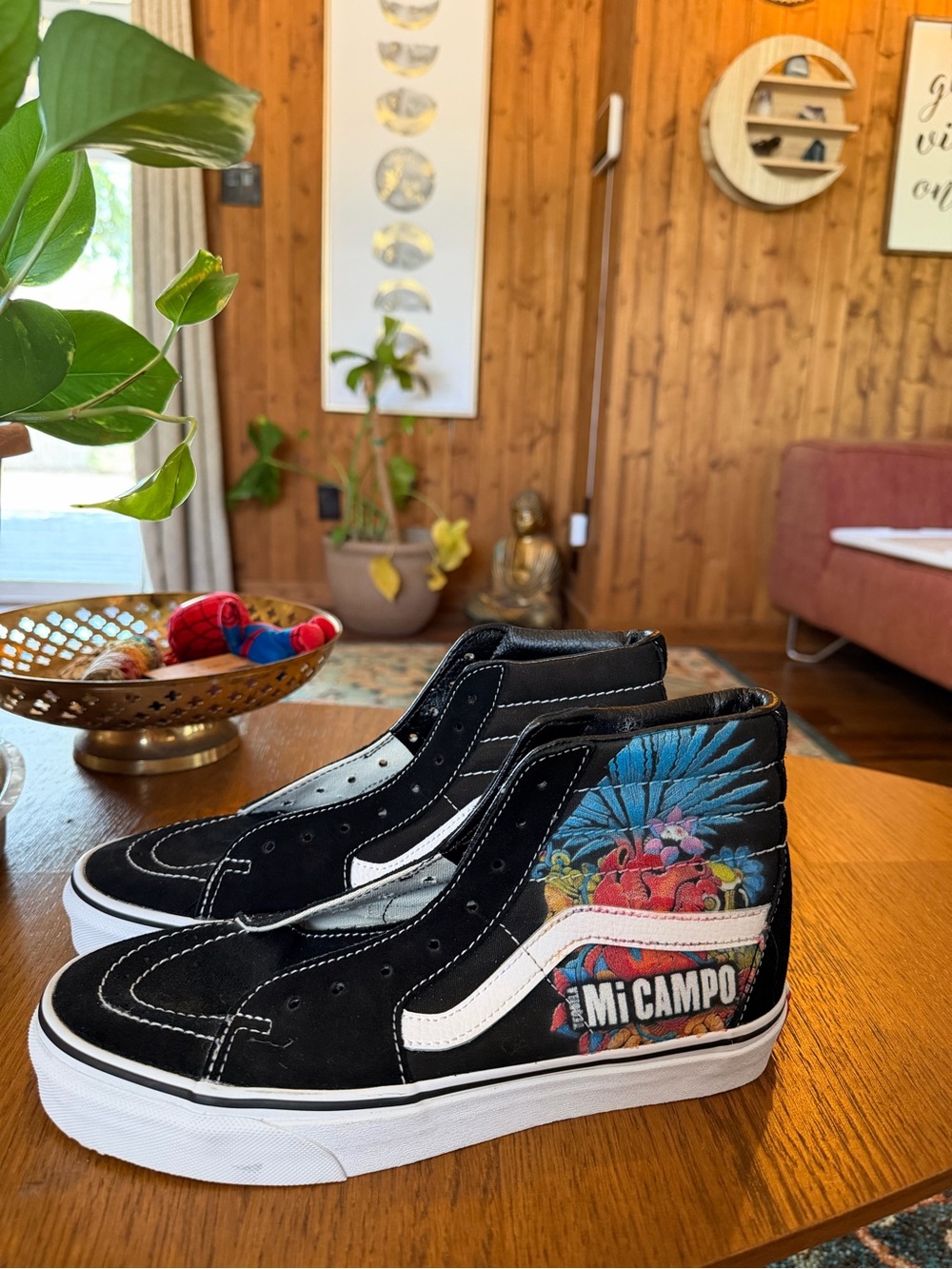 Vans Black High-Top Sneakers with Colorful Floral Graphic - "Mi Campo"
